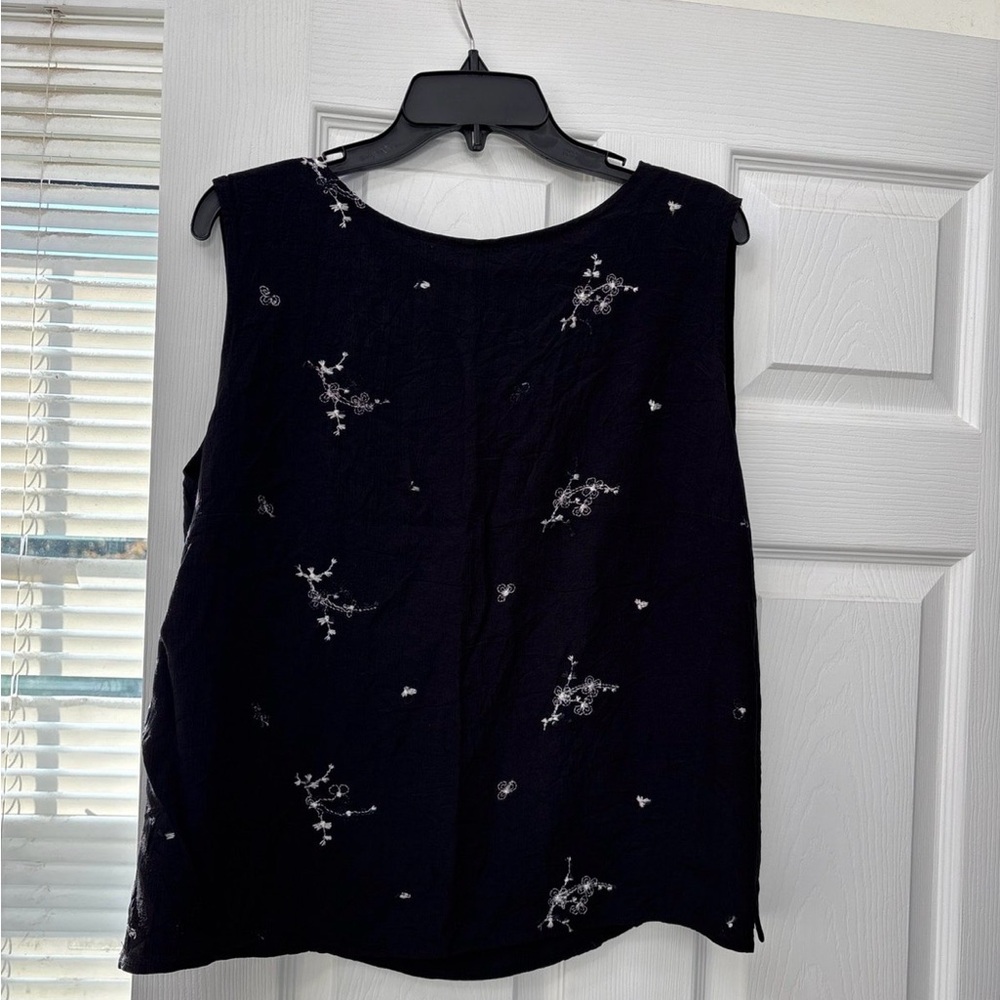Vintage Elegant Black Sleeveless XL Top